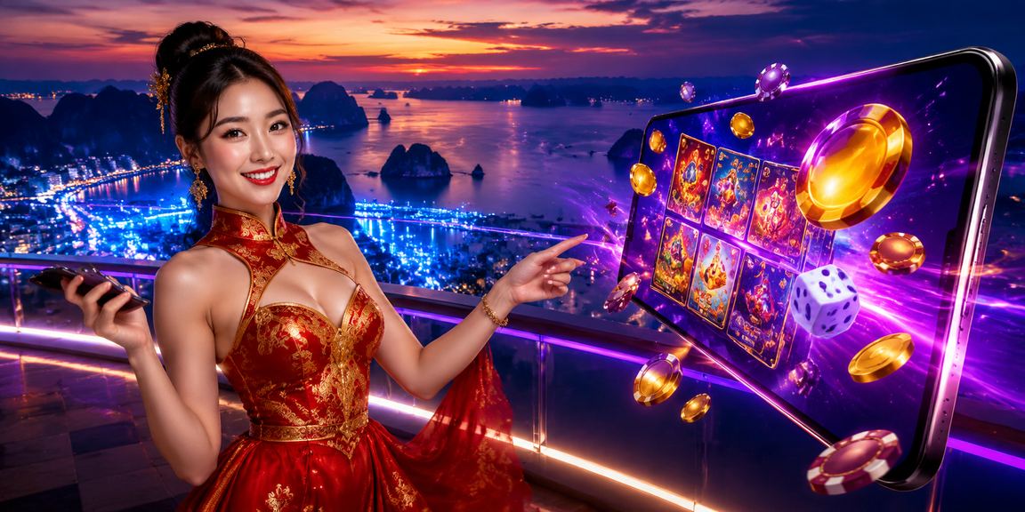 Cảnh casino neon hiện đại tại Hạ Long